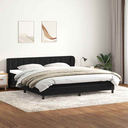 Giroletto a Molle con Materassi Nero 180x220 cm in Velluto