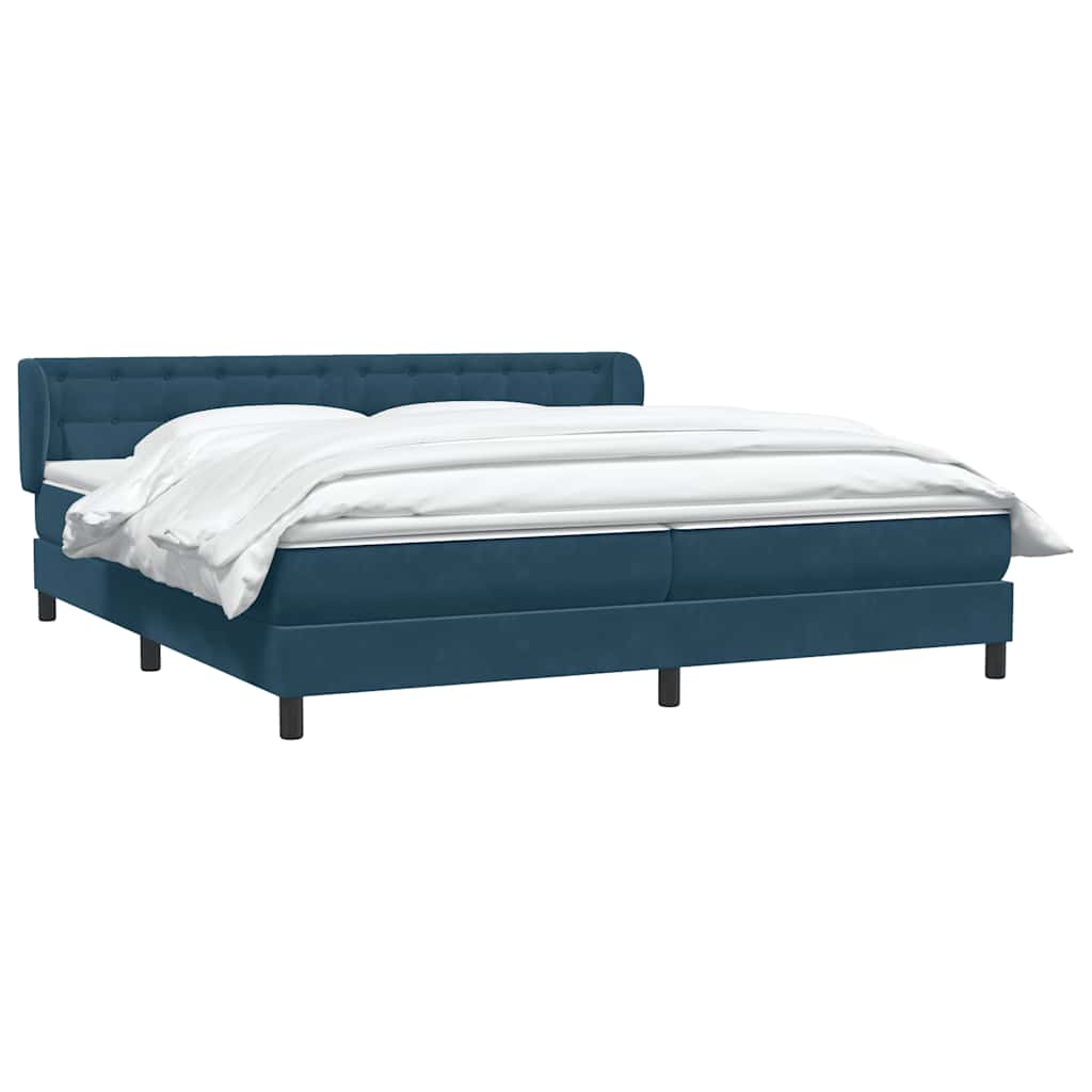 Giroletto a Molle con Materassi Blu Scuro 180x220 cm Velluto