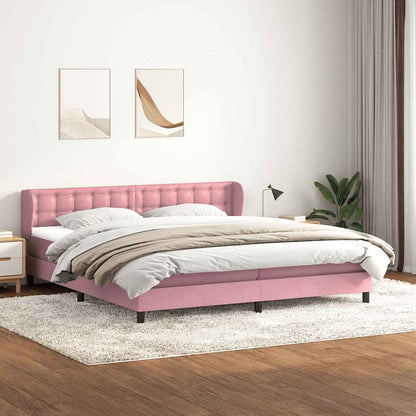 Giroletto a Molle con Materassi Rosa 180x220 cm in Velluto