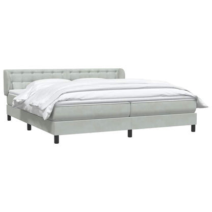 Giroletto a Molle con Materassi Grigio Chiaro 200x220cm Velluto