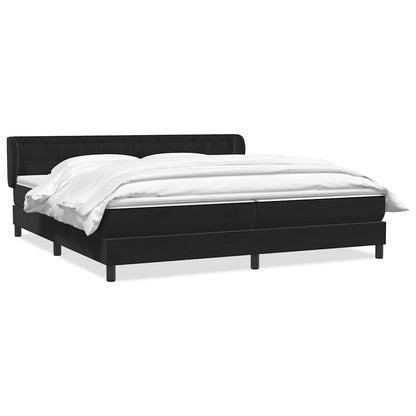 Giroletto a Molle con Materassi Nero 200x220 cm in Velluto
