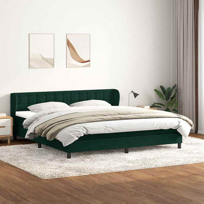 Giroletto a Molle con Materassi Verde Scuro 200x220 cm Velluto
