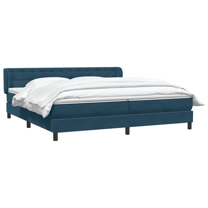 Giroletto a Molle con Materassi Blu Scuro 200x220 cm in Velluto