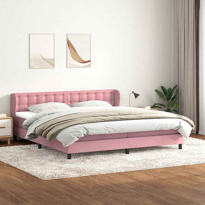 Giroletto a Molle con Materassi Rosa 200x220 cm in Velluto