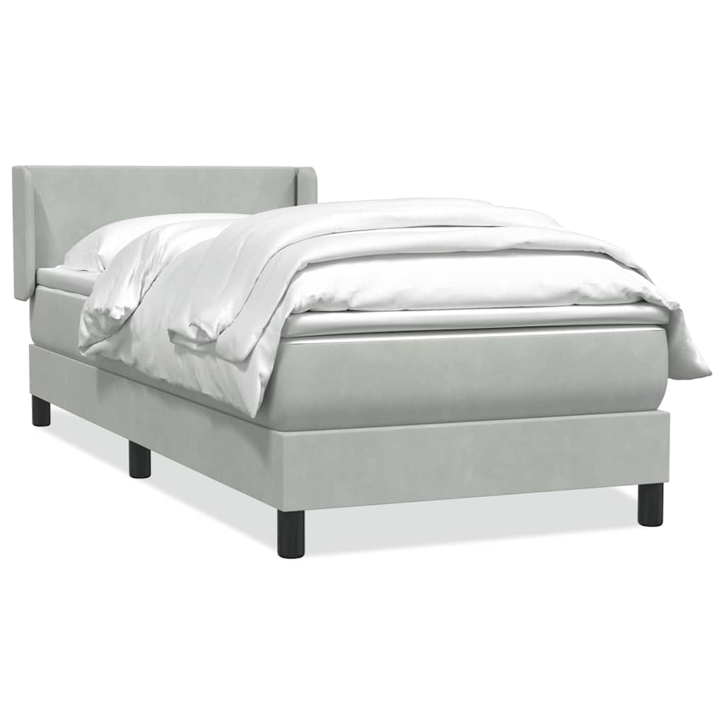 Giroletto a Molle con Materasso Grigio Chiaro 80x210 cm Velluto