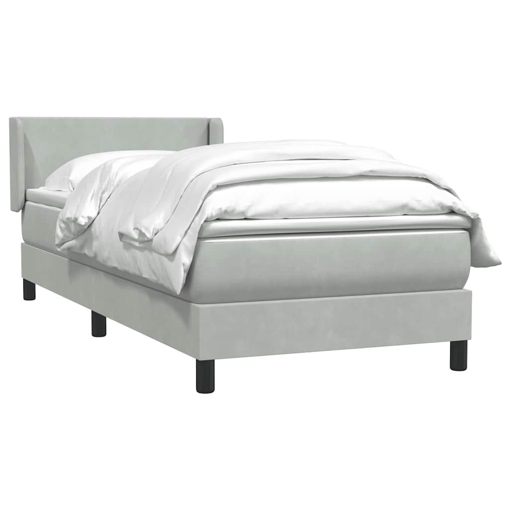 Giroletto a Molle con Materasso Grigio Chiaro 80x210 cm Velluto