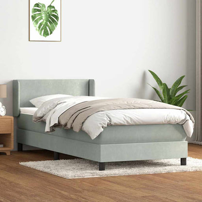 Giroletto a Molle con Materasso Grigio Chiaro 80x210 cm Velluto