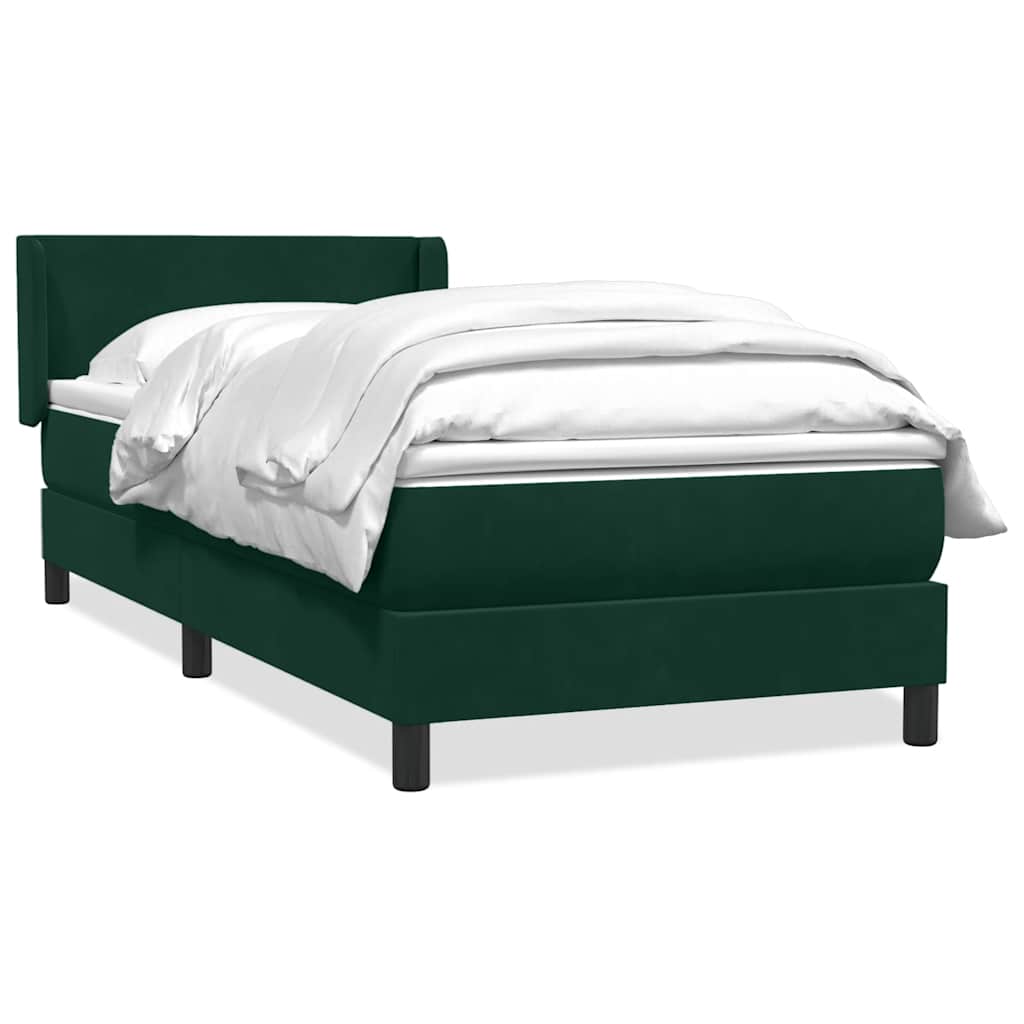 Giroletto a Molle con Materasso Verde Scuro 80x210 cm Velluto