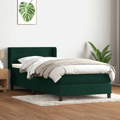 Giroletto a Molle con Materasso Verde Scuro 80x210 cm Velluto