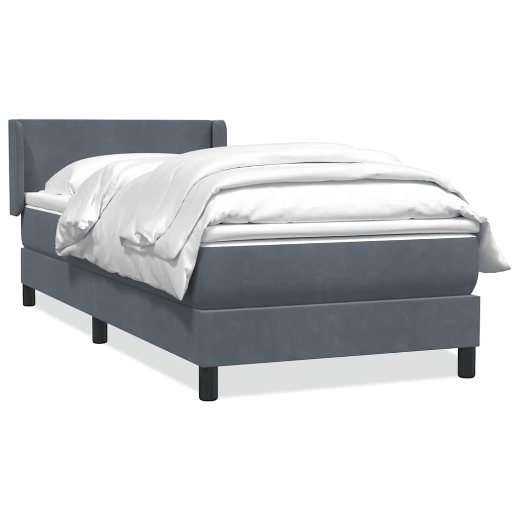 Giroletto a Molle con Materasso Grigio Scuro 90x210 cm Velluto