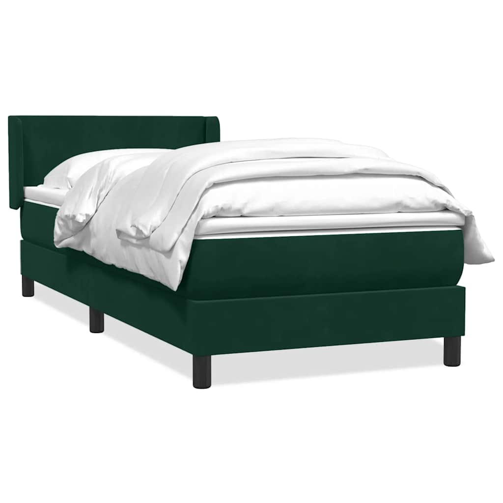 Giroletto a Molle con Materasso Verde Scuro 90x210 cm Velluto