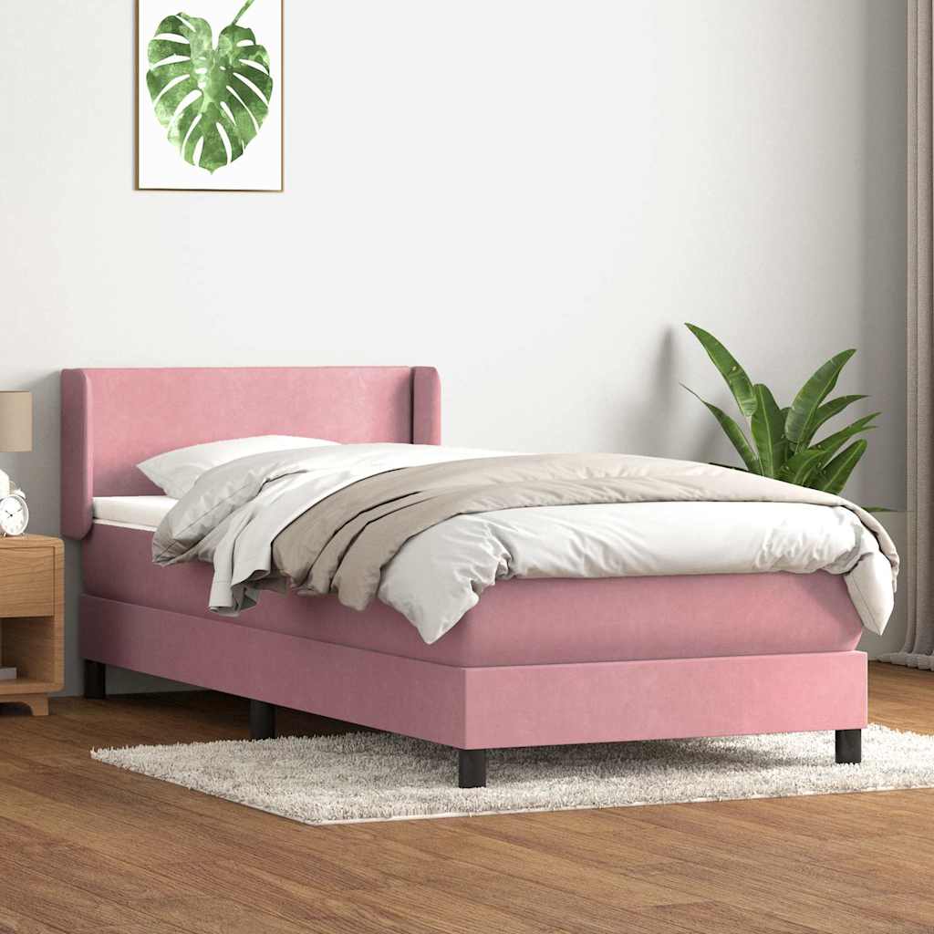 Giroletto a Molle con Materasso Rosa 90x210 cm Velluto