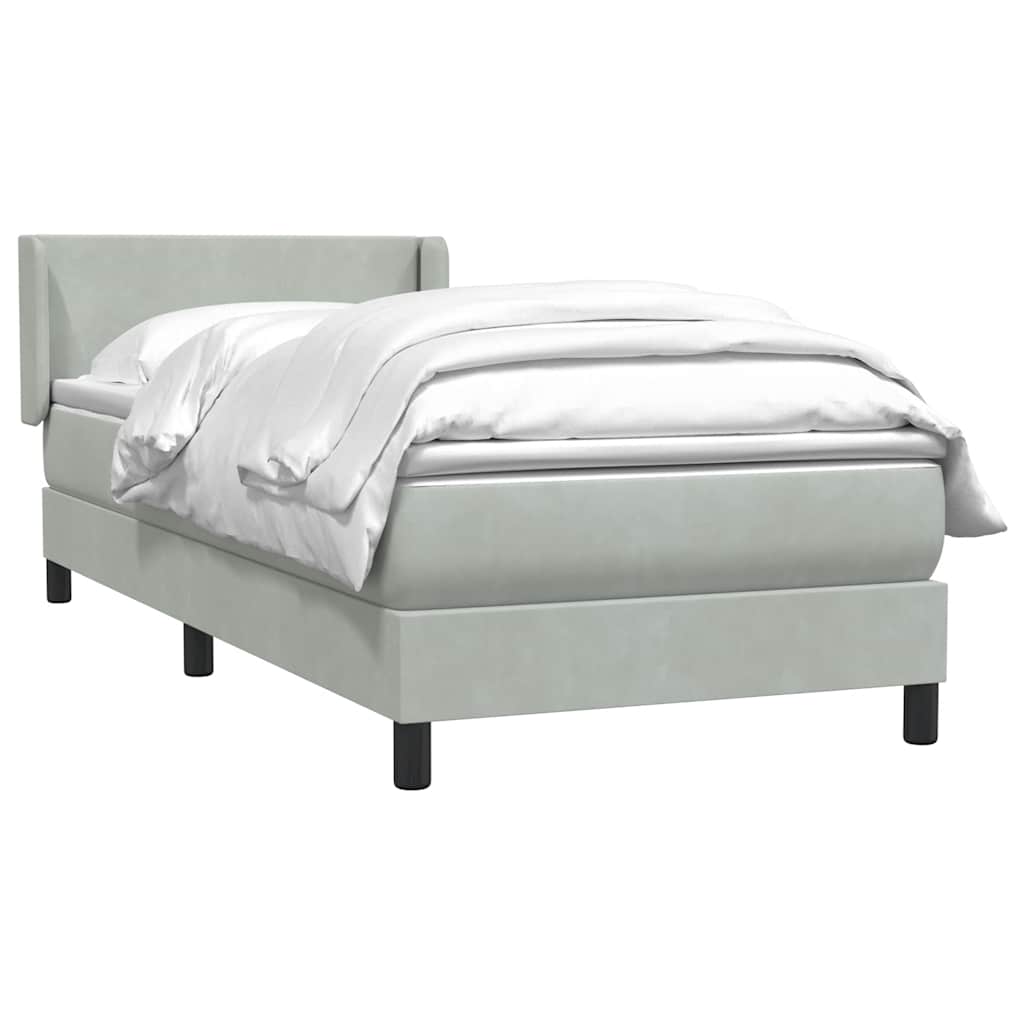 Giroletto a Molle con Materasso Grigio Chiaro 100x210cm Velluto