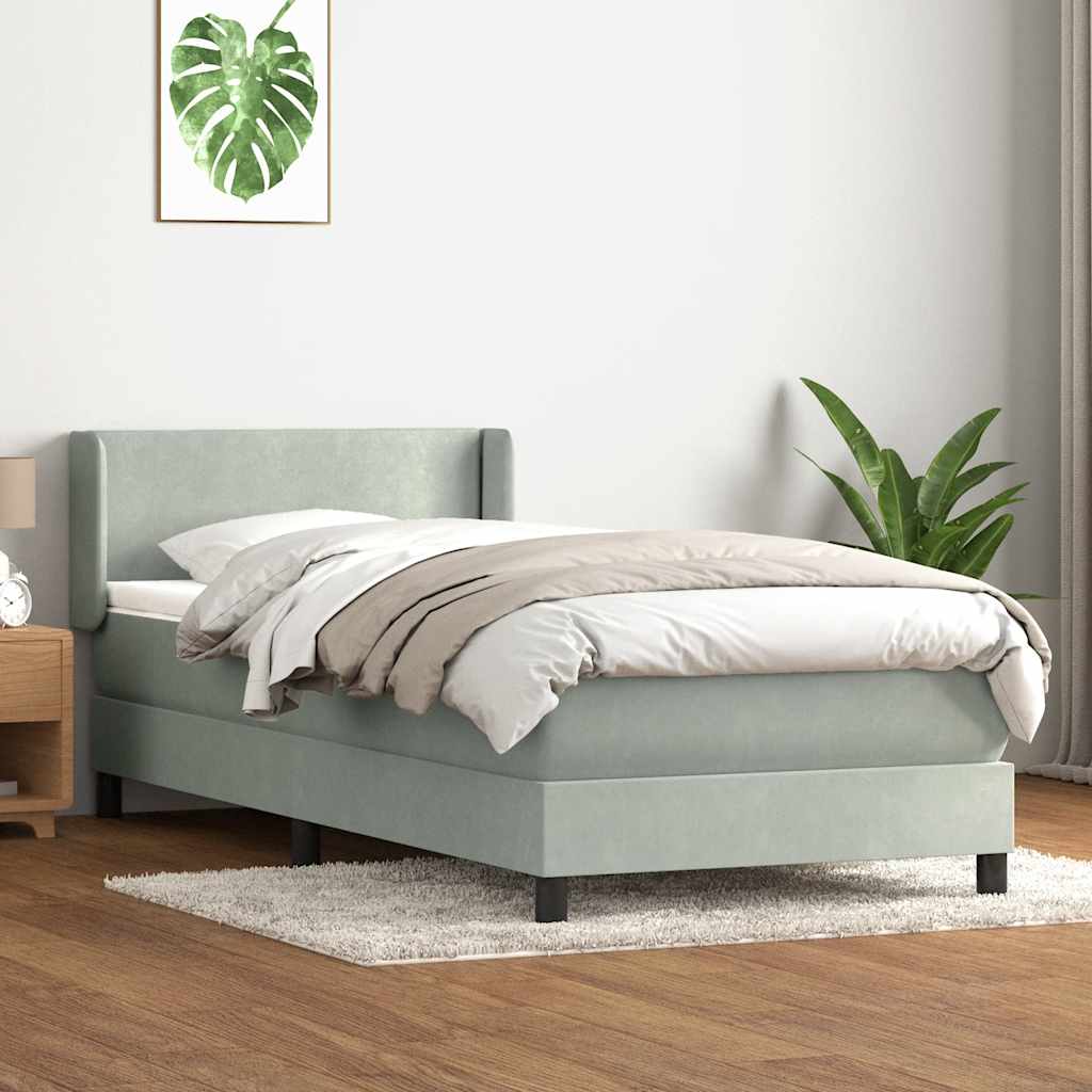 Giroletto a Molle con Materasso Grigio Chiaro 100x210cm Velluto
