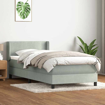 Giroletto a Molle con Materasso Grigio Chiaro 100x210cm Velluto