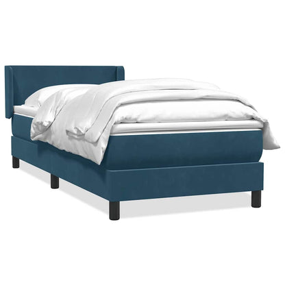 Giroletto a Molle con Materasso Blu Scuro 100x210 cm in Velluto