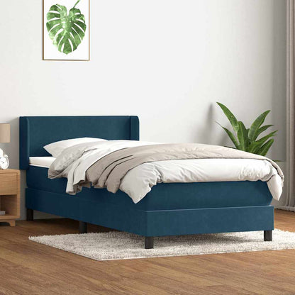 Giroletto a Molle con Materasso Blu Scuro 100x210 cm in Velluto