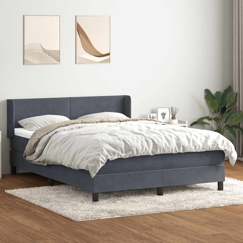 Giroletto a Molle con Materasso Grigio Scuro 140x210 cm Velluto