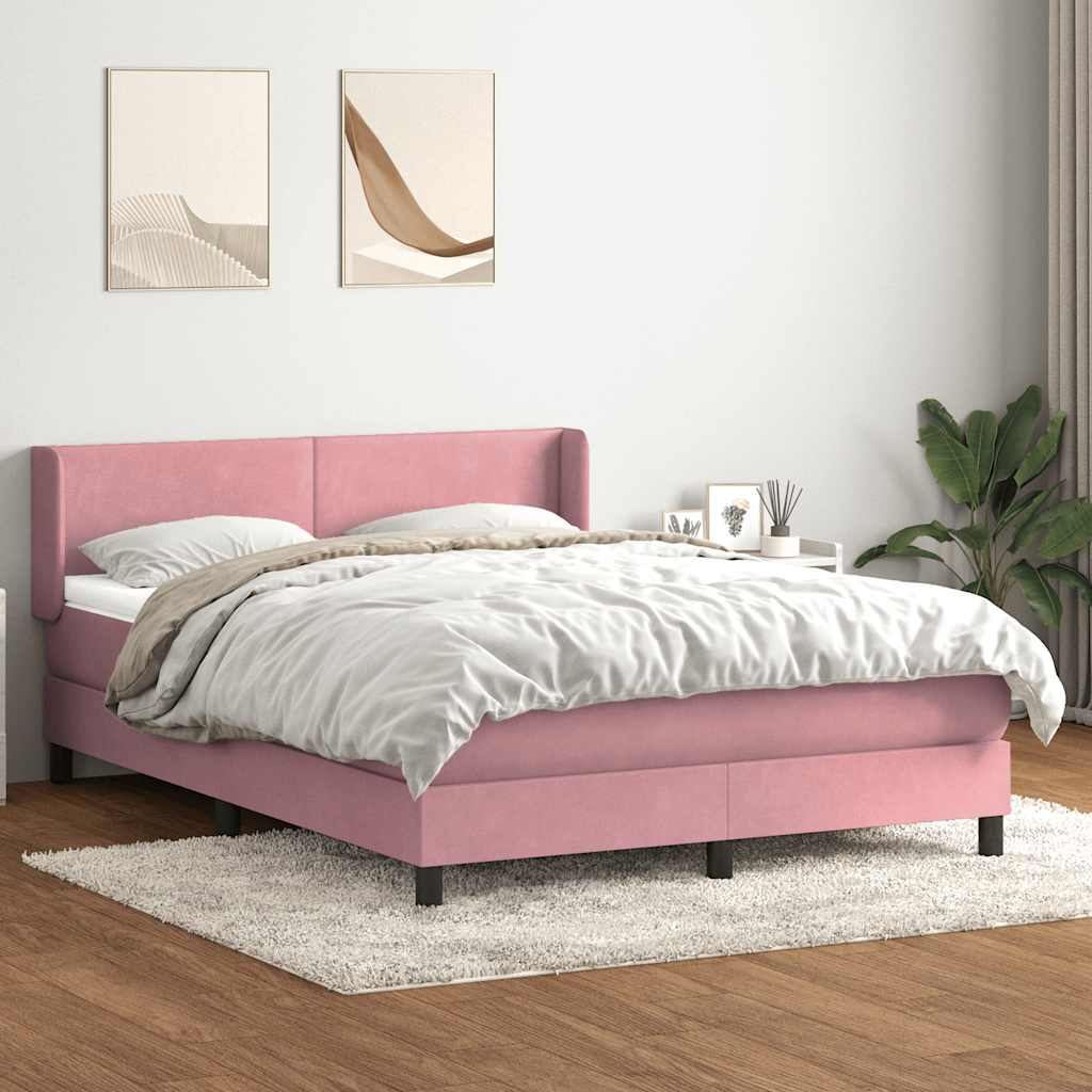 Giroletto a Molle con Materasso Rosa 140x210 cm in Velluto