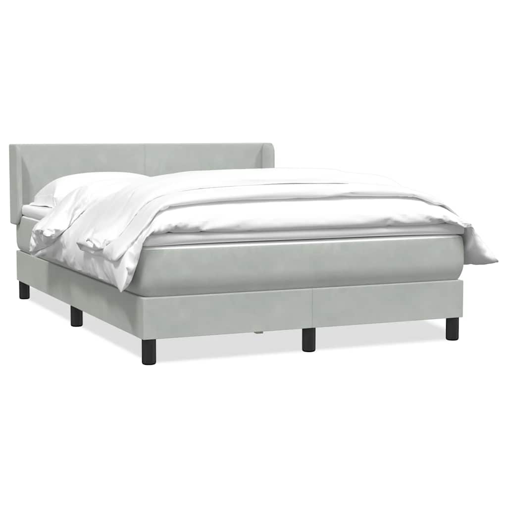 Giroletto a Molle con Materasso Grigio Chiaro 160x210cm Velluto
