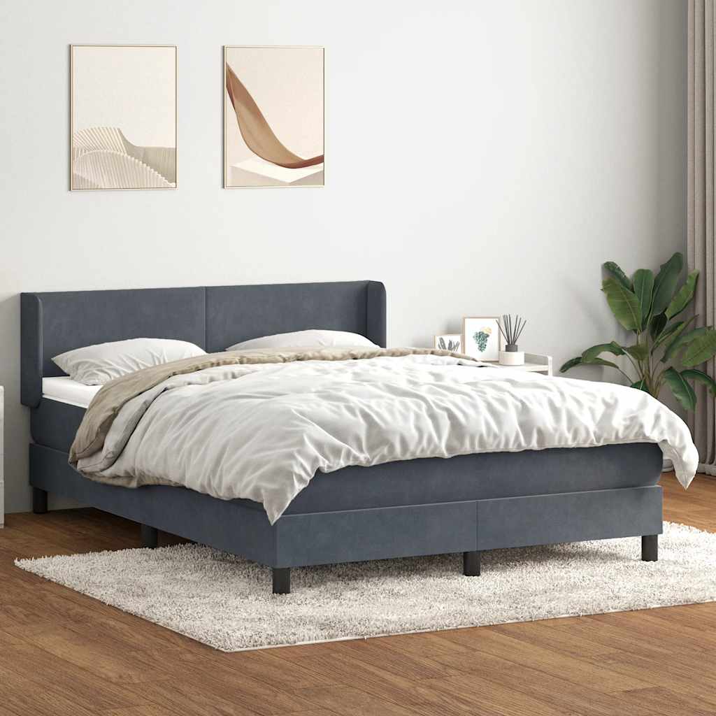 Giroletto a Molle con Materasso Grigio Scuro 160x210 cm Velluto