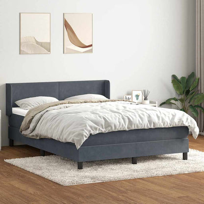 Giroletto a Molle con Materasso Grigio Scuro 160x210 cm Velluto