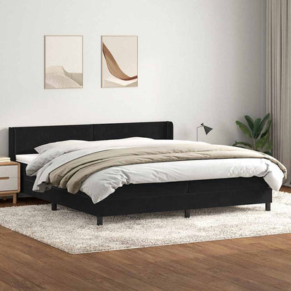 Giroletto a Molle con Materasso Nero 180x210 cm in Velluto