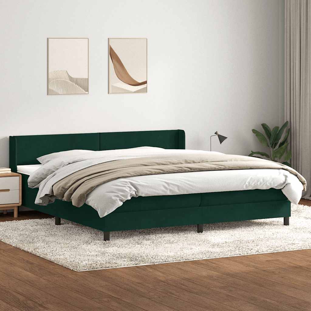 Giroletto a Molle con Materasso Verde Scuro 180x210 cm Velluto