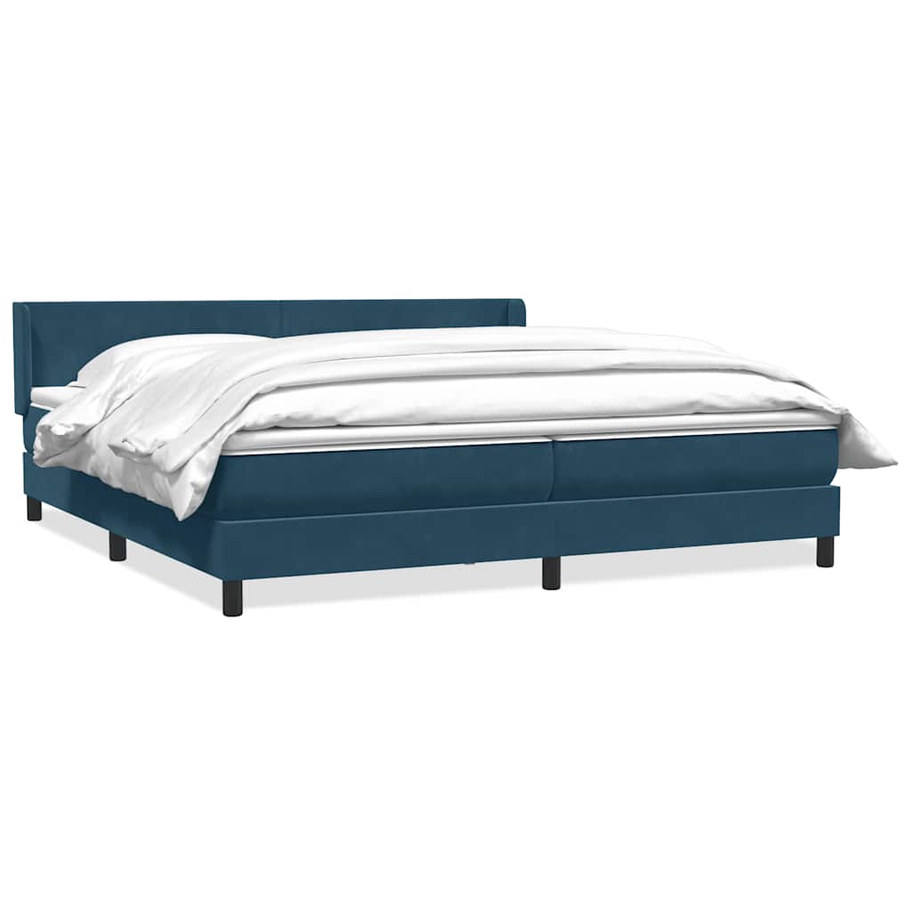 Giroletto a Molle con Materasso Blu Scuro 180x210 cm in Velluto