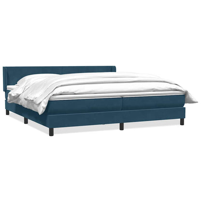 Giroletto a Molle con Materasso Blu Scuro 180x210 cm in Velluto
