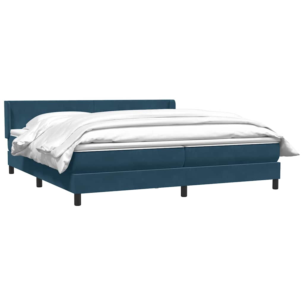 Giroletto a Molle con Materasso Blu Scuro 180x210 cm in Velluto