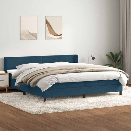 Giroletto a Molle con Materasso Blu Scuro 180x210 cm in Velluto