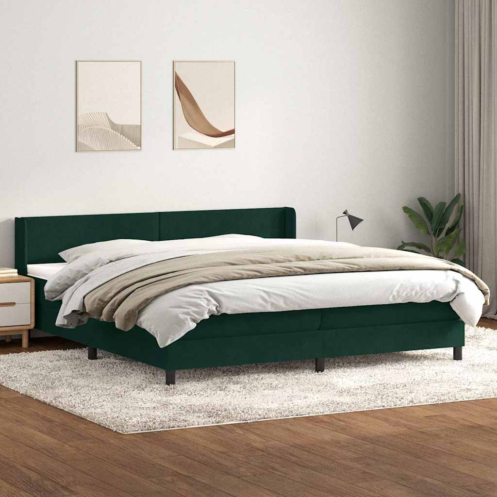 Giroletto a Molle con Materasso Verde Scuro 200x210 cm Velluto