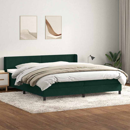 Giroletto a Molle con Materasso Verde Scuro 200x210 cm Velluto