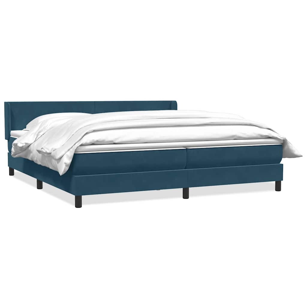Giroletto a Molle con Materasso Blu Scuro 200x210 cm in Velluto