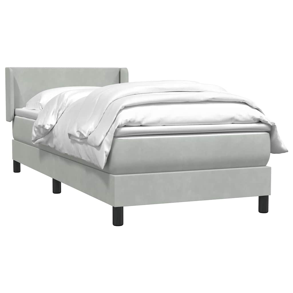 Giroletto a Molle con Materasso Grigio Chiaro 80x220 cm Velluto