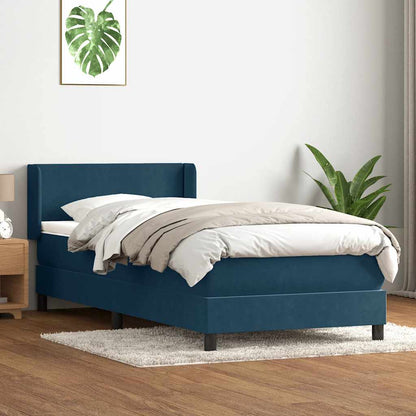 Giroletto a Molle con Materasso Blu Scuro 80x220 cm Velluto
