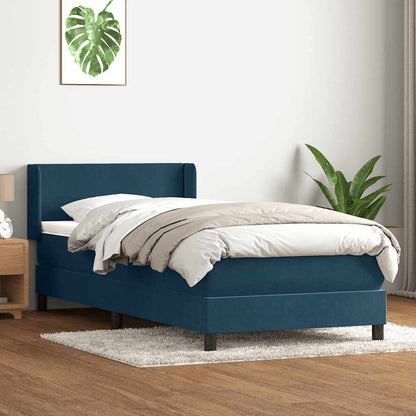 Giroletto a Molle con Materasso Blu Scuro 90x220 cm Velluto