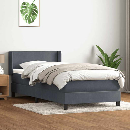 Giroletto a Molle con Materasso Grigio Scuro 100x220 cm Velluto