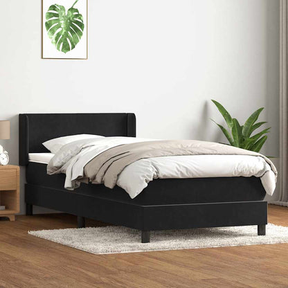 Giroletto a Molle con Materasso Nero 100x220 cm in Velluto