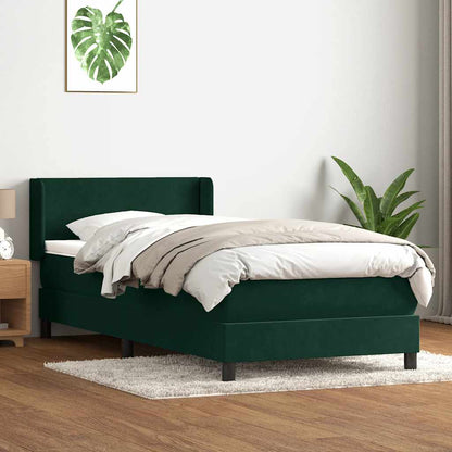 Giroletto a Molle con Materasso Verde Scuro 100x220 cm Velluto