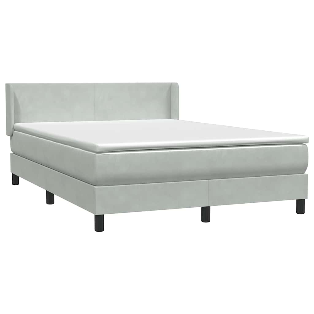Giroletto a Molle con Materasso Grigio Chiaro 140x220cm Velluto