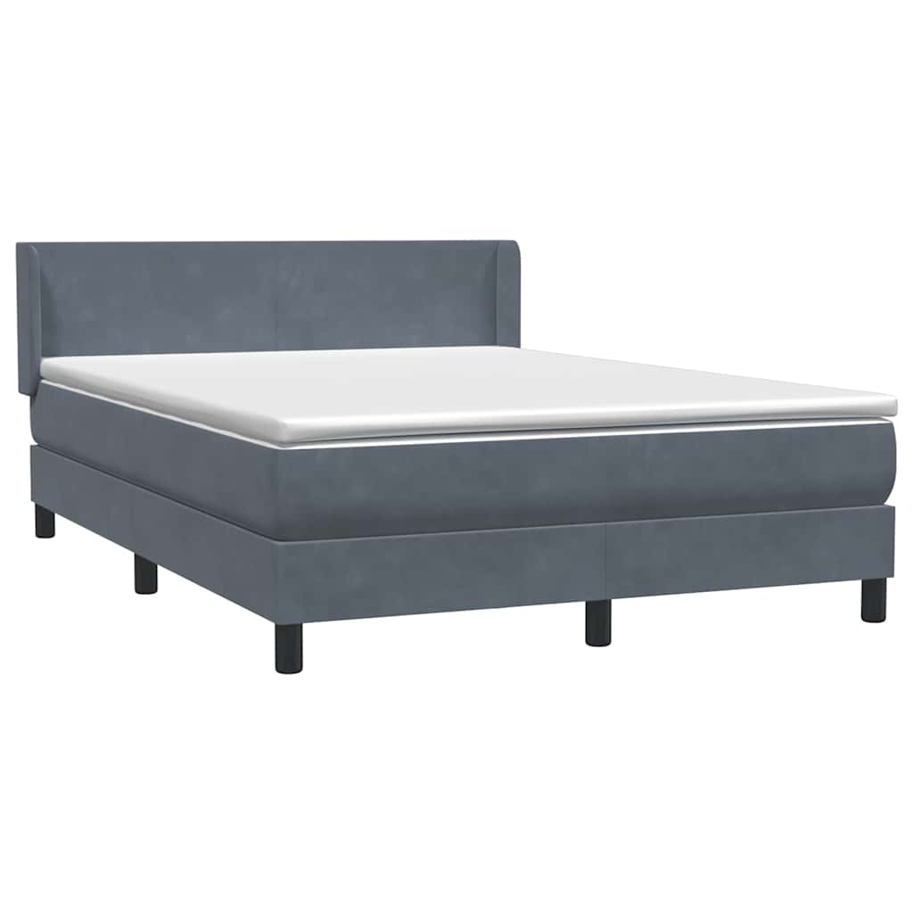 Giroletto a Molle con Materasso Grigio Scuro 140x220 cm Velluto
