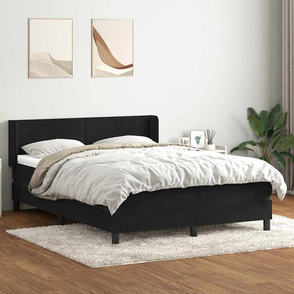 Giroletto a Molle con Materasso Nero 140x220 cm in Velluto