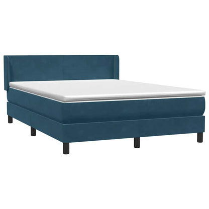 Giroletto a Molle con Materasso Blu Scuro 140x220 cm Velluto