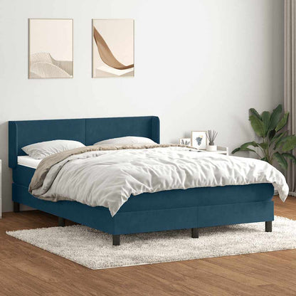 Giroletto a Molle con Materasso Blu Scuro 140x220 cm Velluto