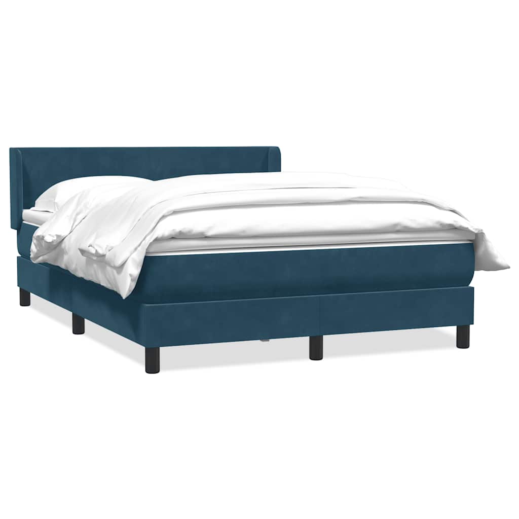 Giroletto a Molle con Materasso Blu Scuro 140x220 cm Velluto