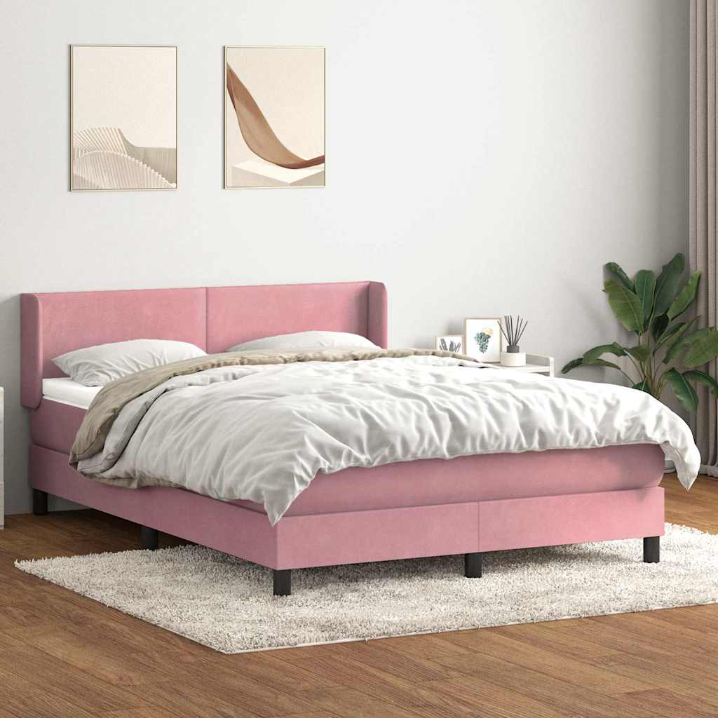 Giroletto a Molle con Materasso Rosa 140x220 cm in Velluto