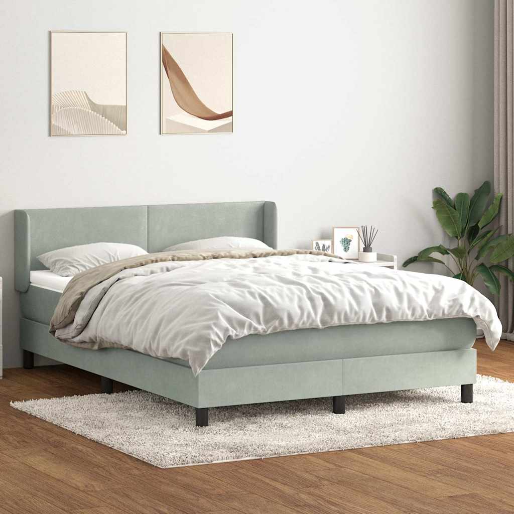 Giroletto a Molle con Materasso Grigio Chiaro 160x220cm Velluto