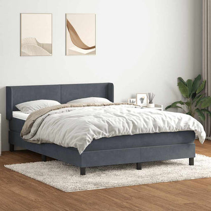 Giroletto a Molle con Materasso Grigio Scuro 160x220 cm Velluto